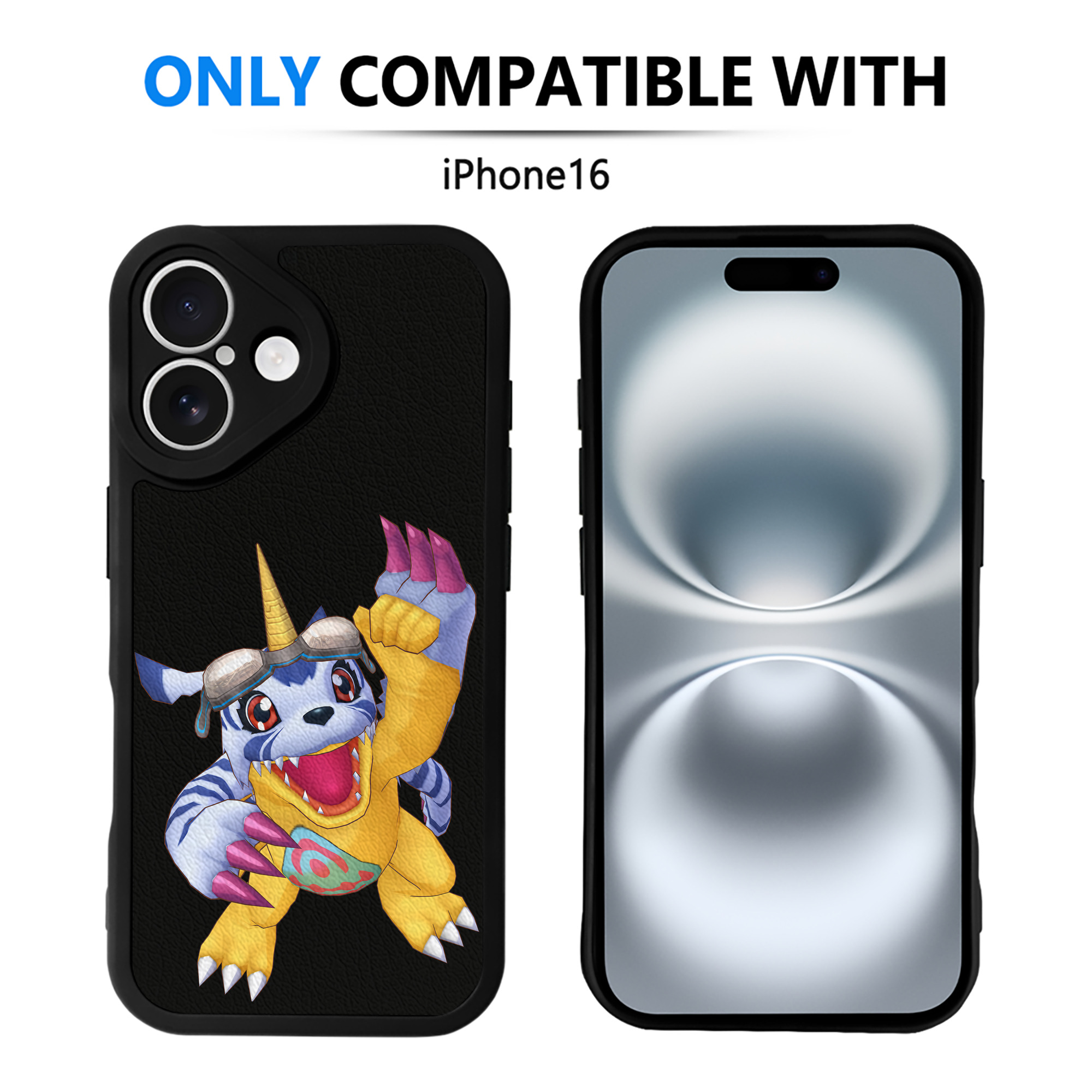 （画像用） Digimon デジタルモンスター/デジモン 【iPhone 16シリーズ対応】シリコンスマホケース（レザー調） 材質：シリコン